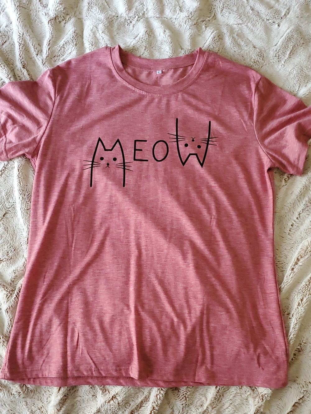 Cat MEOW Graphic T-Shirt - Pink